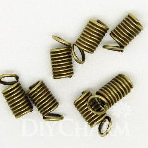 Bronze Tone Spring Coil Cord Ends 8x4.5mm - 100pcs..
