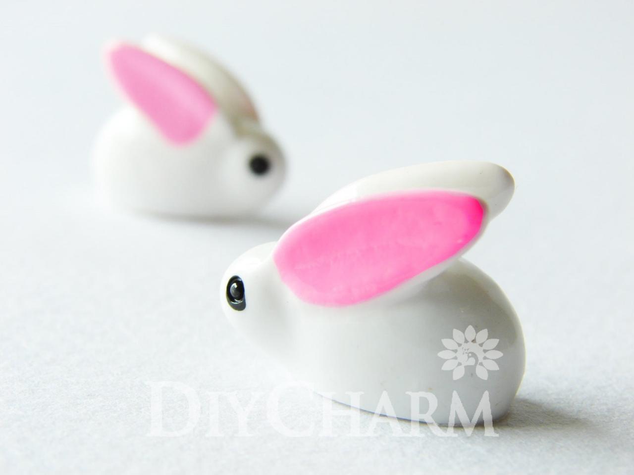 White Color Beautiful Rabbit Resin Jewellry 20x17mm - 20pcs - Ad24946